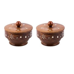 Handmade Wooden Decorative Storage Box <b>with</b> <b>Lid</b> | Carved Wooden Jewelry Box | Multipurpose Dry Fruit Snack Storage <b>Bowl</b> for Home - Product Image 3