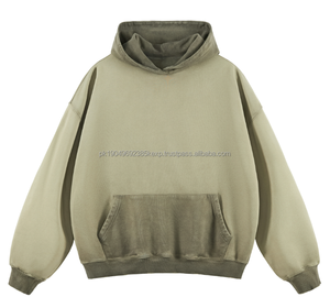 Fabricación de algodón 100% paños de hombro caído para hombres pulóver Unisex personalizado de peso pesado de gran tamaño bordado en blanco sudaderas con capucha - Product Image 5