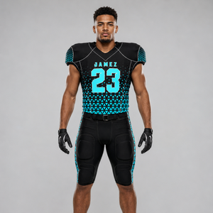 Ensemble uniforme de football américain pour hommes, col en v, manches courtes, pantalon en Polyester anti-humidité, imprimé géométrique, numéro 23 - Product Image 1