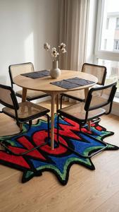 Alfombra Antideslizante de Lana Hecha a Mano con Patrón Geométrico Personalizado de Primera Calidad, Colorida y Decorativa para Sala de Estar, Dormitorio, Habitación Infantil - Product Image 4
