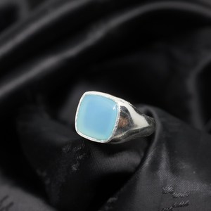 Blue Chalcedony <b>Ring</b> 925 Sterling Silver Natural Gemstone Handmade Minimalist Boho Statement Jewelry Gift For Women - Product Image 3