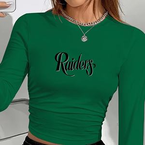 เสื้อแขนยาวแฟชั่นผู้หญิงลายตัวอักษรโค้ง - Product Image 3