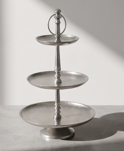Wholesale Elegant Silver Finish Three <b>Tier</b> <b>Cake</b> <b>Stand</b> Round Metal Dessert Fruit Display <b>Stand</b> Event Table Centerpiece - Product Image 4