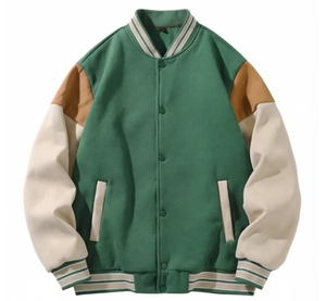 Chaqueta de Béisbol de Lona Bordada Personalizada Unisex con Bloques de Color, Estilo Universitario, con Botones a Presión y Cubiertos, Estilo Urbano, OEM - Product Image 5