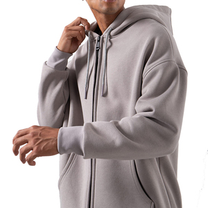 Sudadera con Capucha y Cremallera para Hombre, Color Sólido, Algodón y Felpa, Estilo Casual para Otoño, Corte Regular, Tejido de Punto - Product Image 1