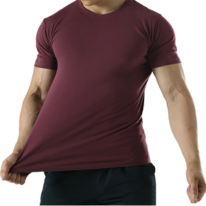 T-shirt Homme Personnalisé Coupe Musclée en Coton Élastique Col Rond Manches Courtes Slim Fit Décontracté Entraînement Sportif Vente en Gros - Product Image 5