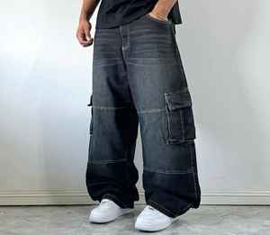 Jean baggy personnalisé pour homme, style vintage streetwear, délavé, coupe ample, pantalon cargo en denim délavé clair, coupe oversize - Product Image 3