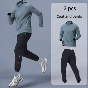 Men's Sportswear Set with Hood Training Gear Breathable <b>Jacket</b> And Pants Fitness Outfit for Comfortable Exercise Clothing - Product Image 5
