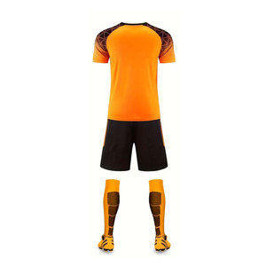 Conjunto de Camiseta de Fútbol para Hombre, Manga Corta, Naranja y Negro, Estampado Geométrico Sublimado, Uniforme Deportivo Transpirable que Absorbe la Humedad - Product Image 4