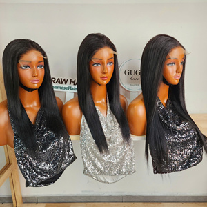 Human Raw Virgin Hair Vietnamese for <b>Wig</b> 100% Bone Straight <b>Long</b> Transparent Lace Glueless - Product Image 3