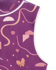 Débardeur côtelé imprimé violet pour femme, sans manches, décontracté, mode estivale, avec bordure contrastante, design personnalisé, fabricant - Product Image 5