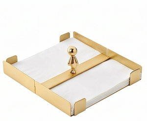 Porte-serviettes vintage en métal avec finition dorée en acier inoxydable, design élégant pour la cuisine, les mariages et l'hôtellerie - Product Image 5