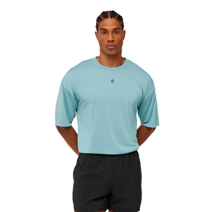 Camiseta Deportiva Oversize para Hombre, Transpirable, de Alto Rendimiento, para Entrenamiento, Ajuste Holgado, Color Azul Turquesa - Product Image 1