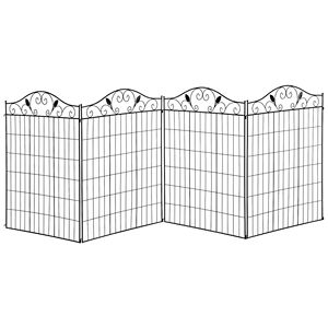 Paquete de 4 vallas metálicas plegables para jardín de 44 pulgadas (alto) x 12 pies (largo) sin necesidad de excavación, con estacas para suelo, para patio exterior y jardín, trellis y puertas - Product Image 1