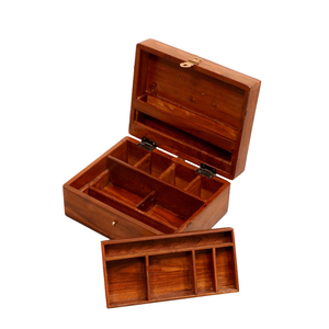 Custom Logo Hand-<b>Carved</b> Leaf Pattern <b>Wooden</b> Jewelry <b>Box</b> Wholesale Antique Eco-Friendly Mango Wood Jewellery Storage Organizer - Product Image 5