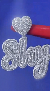 Pendentif Hip Hop Personnalisé en Argent Sterling 925 avec Diamant Moissanite VVS Certifié, Pendentif Lettre Nom Style Ice Out - Product Image 4