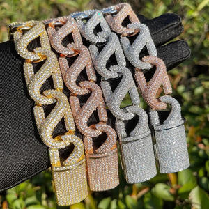 สร้อยคอคิวบาแบบกำหนดเอง สไตล์ฮิปฮอป เงินสเตอร์ลิง ชุบทอง ประดับโมอิสซาไนต์ ดีไซน์แบบกริด สำหรับผู้ชายและผู้หญิง สตรีทแวร์ - Product Image 6