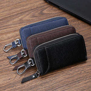 Genuine Leather Cowhide Car Key <b>Wallet</b> RFID Blocking Zipper Key Case Vintage Hanging Key <b>Holder</b> for Men and Women Gifts - Product Image 3