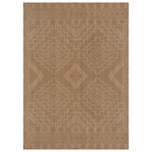 Tapis géométrique moderne rectangulaire en polypropylène, tissage plat, résistant aux taches, à poils fins, pour extérieur - Product Image 1