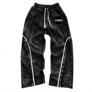 Men's <b>Black</b> <b>Corduroy</b> Sweatpants Elastic Waist Drawstring Side Stripe Breathable Casual Autumn Midweight Logo Right Leg - Product Image 1