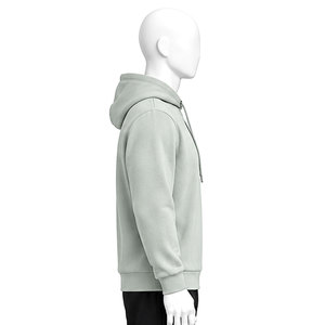 Sudadera con Capucha para Hombre, Color Gris Claro, Corte Regular, Color Sólido, Informal, con Logotipo Estampado en la Parte Delantera, Ropa de Invierno - Product Image 4