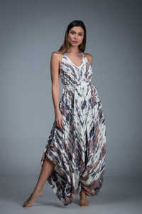 Combinaison bohème tie-dye pour femme, sans manches, maxi, coupe ample, fluide, tenue de plage estivale - Product Image 2