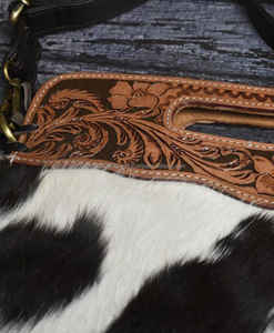 Hot Selling Women's Genuine Leather Zipper Closure Waterproof Handbag Casual Vintage Western Style <b>Square</b> Pattern Fur Tassel - Product Image 2