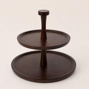 Luxury 2 <b>Tier</b> Acacia Wood <b>Cake</b> Stand Wooden Tiered Serving Tray for Cupcakes Fruits & Dessert Eco-Friendly Dessert Display Stand - Product Image 4