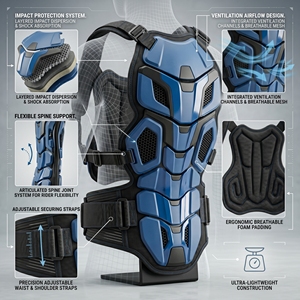 Professional Motocross Chest Protector Body Armor | Breathable Off-<b>Road</b> Dirt Bike Riding Guard | CE Approved MTB <b>Back</b> Protective - Product Image 5