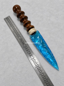 MUNTAHA AGATE Athame en obsidienne aqua polie de 10 pouces, fabriqué à la main, avec manche, pour les rituels païens et la décoration intérieure - Product Image 6