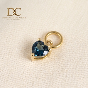 Pendentif en or jaune massif 9 carats certifié IGI avec topaze bleue de Londres en forme de cœur, bijoux fins pour femmes, bracelet - Product Image 4