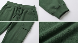 Pantalones Deportivos Casuales Color Verde Oliva para Hombre, Cintura Elástica con Cordón, Bolsillos Laterales, Joggers de Algodón de Peso Medio, Estilo Otoñal - Product Image 5