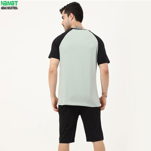 Mens Raglan T-Shirt and Shorts Set Casual Co-ord Set for Men Contrast Sleeve Summer Outfit Dual Tone Gym Wear <b>Athletic</b> Two Piece - Product Image 2
