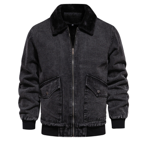 Wholesale Men Denim Jeans Jacket Casual Solid Color Single Breasted Slim Fit Cotton Outwear Jacket High Quality Fashion Clothing - Product Image 3