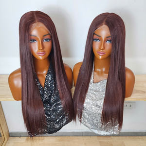 Perruque en cheveux humains vierges vietnamiens bruts, double densité, avec closure en dentelle HD transparente 5x5, 22 pouces, sans colle, ultra-lisse, couleur marron - Product Image 3