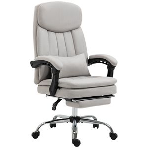 Poltrona da Ufficio Reclinabile con Massaggio e Supporto Lombare - Grigio Chiaro - Product Image 1