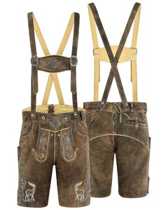 Men's Lederhosen Shorts High Waist Embroidered <b>Animal</b> <b>Pattern</b> Button Fly Vintage Breathable Casual Shorts Trachten Bavarian - Product Image 4