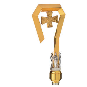 Excelente cruz de iglesia de latón con crucifijo de los Cuatro Evangelistas en acabado dorado para el hogar, altar de iglesia o decoración de oración, ideal como regalo. - Product Image 2