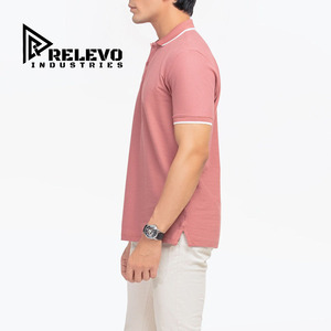 Chemise à manches courtes rose respirante pour homme Relevo Industries, couleur unie, tricot en coton, logo imprimé par transfert thermique sur le devant - Product Image 5