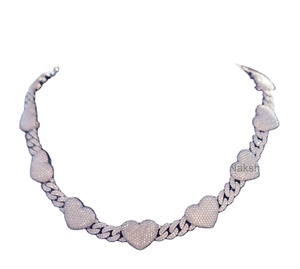 Cadena de Eslabones de Moissanita en Forma de Corazón Blanco Hermosa Cadena de Plata de Ley Personalizada - Product Image 2
