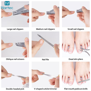 Matte Color Leather Box Professional Stainless Steel Manicure and Pedicure Set High-End Personal Grooming <b>Nail</b> Care Kit - Product Image 3