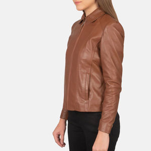 Veste en cuir pour femme, design fabriqué en usine, prix bas, logo imprimé sur mesure, vente en gros de vestes pour femmes - Product Image 2