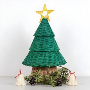 Meilleur choix festival vacances approvisionnement décoration de noël rotin pins verts avec noel arbre topper ornements - Product Image 2