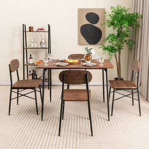Juego de Mesa de Comedor de 5 Piezas con Respaldo y Patas de Metal para Uso Diario en el Comedor - Product Image 5