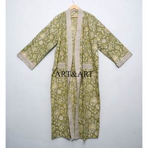 Bata Kimono Boho de Algodón Orgánico Suave con Estampado Floral para Spa, Festivales de Música, Ropa de Descanso y Ocasiones de Playa, Tejido Ecológico - Product Image 3