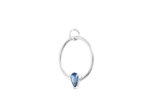 Collar de Zafiro Azul Natural de 6x4mm con Corte de Pera, Collar Circular con Gema, Cadena de Plata Sólida 925, Collar Solitario para Boda - Product Image 3