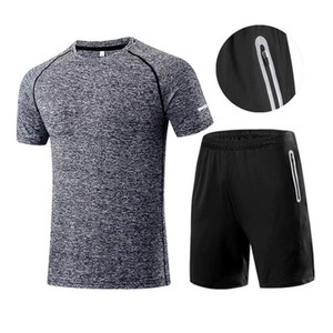 ชุดออกกำลังกายผู้ชายแบบขายส่ง เสื้อยืดและกางเกงขาสั้นแห้งเร็วสำหรับฟิตเนสและการฝึกซ้อมกีฬา - Product Image 4