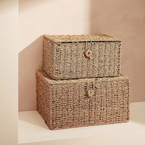 Handmade Woven Seagrass Storage <b>Box</b> Stylish Organizer <b>Box</b> For Bedroom Living Room Home Decor Styling - Product Image 1
