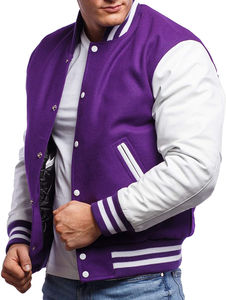 2025 College Baseball <b>Men's</b> Varsity <b>Jacket</b> 100% Cotton Breathable Stand Collar Winter Wear - Product Image 3