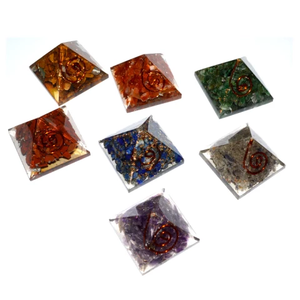 Fournisseur en gros cristaux de pierre naturelle pierre précieuse de guérison agate sept chakra orgonite orgone chakra pyramide ensemble - Product Image 1